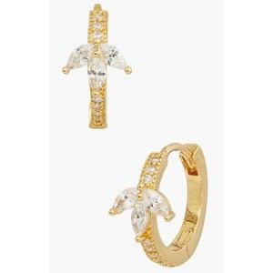 SAVVY CIE JEWELS CZ Winged 14mm Huggie Hoop Earrings
